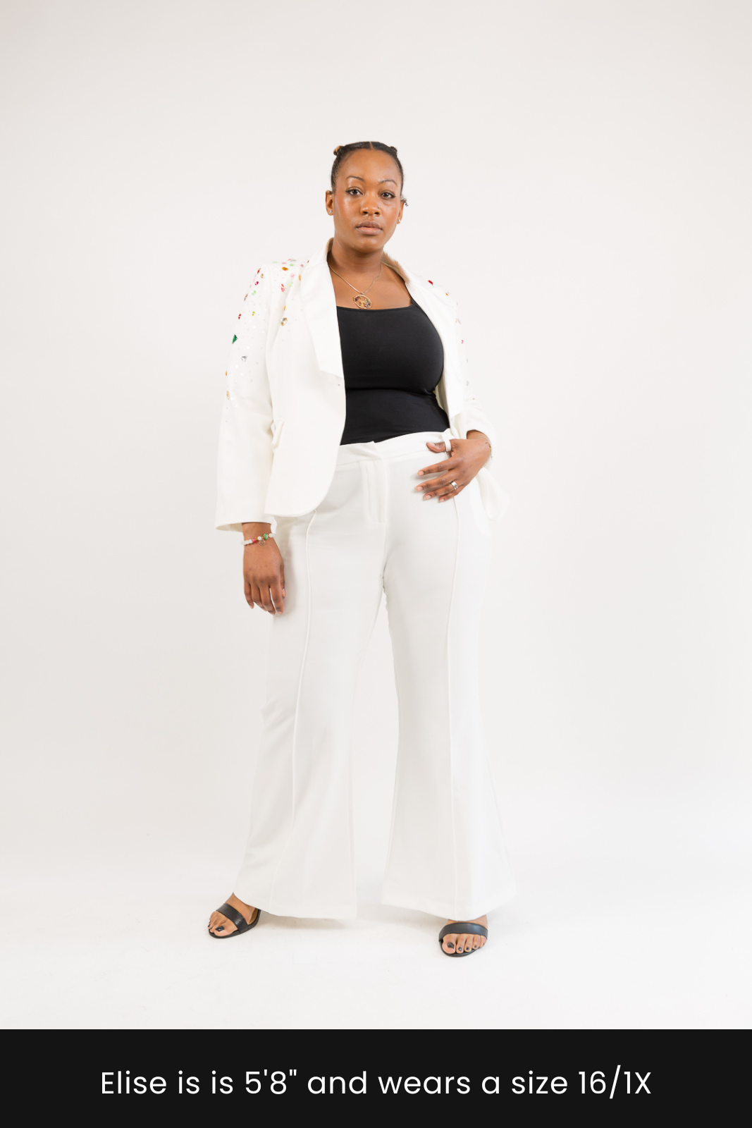 Embellished Sequin Pant Suit - White