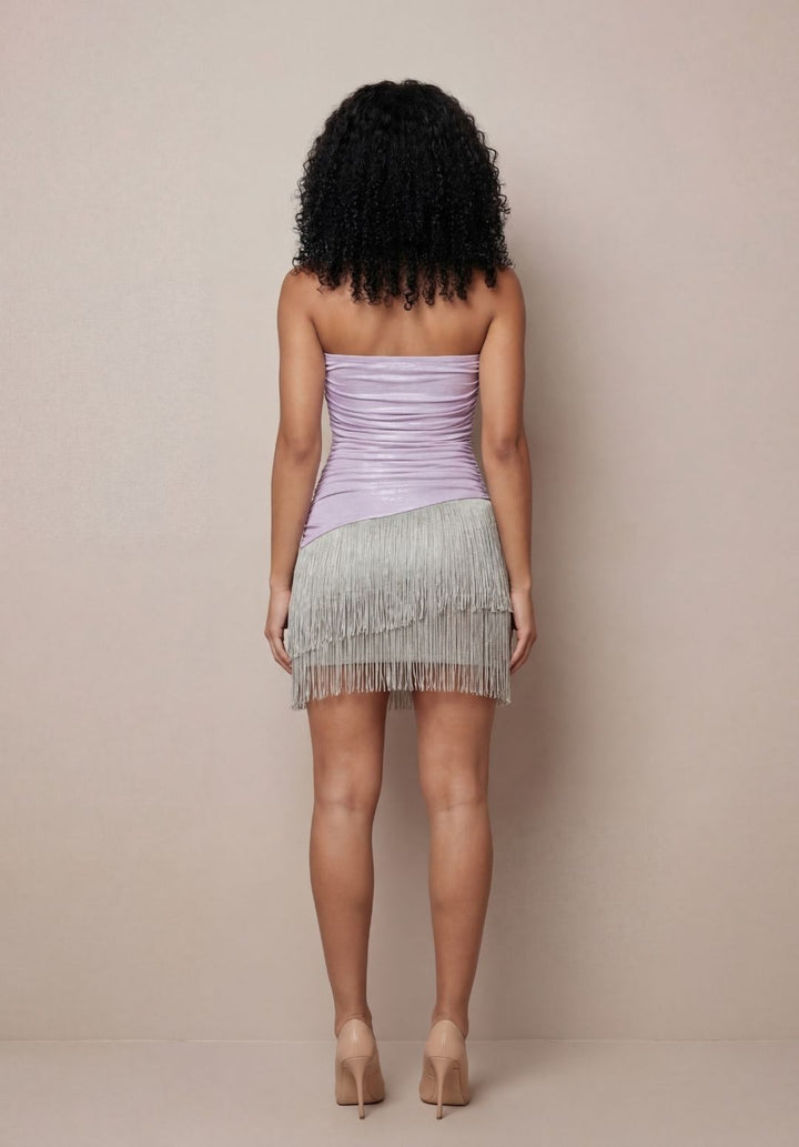 Asymmetrical Fringe Mini Dress