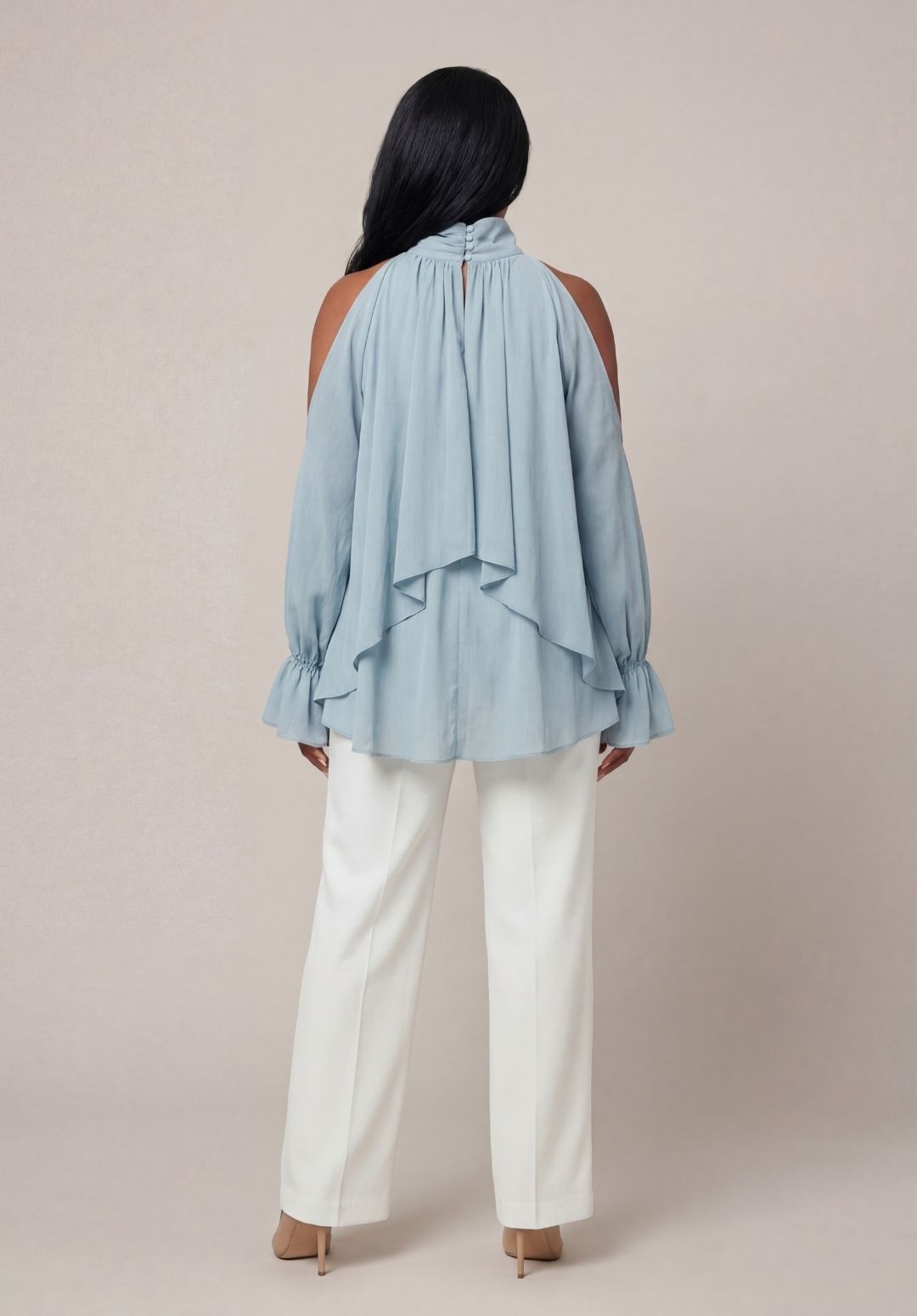 Cascading Mock-Neck Tunic