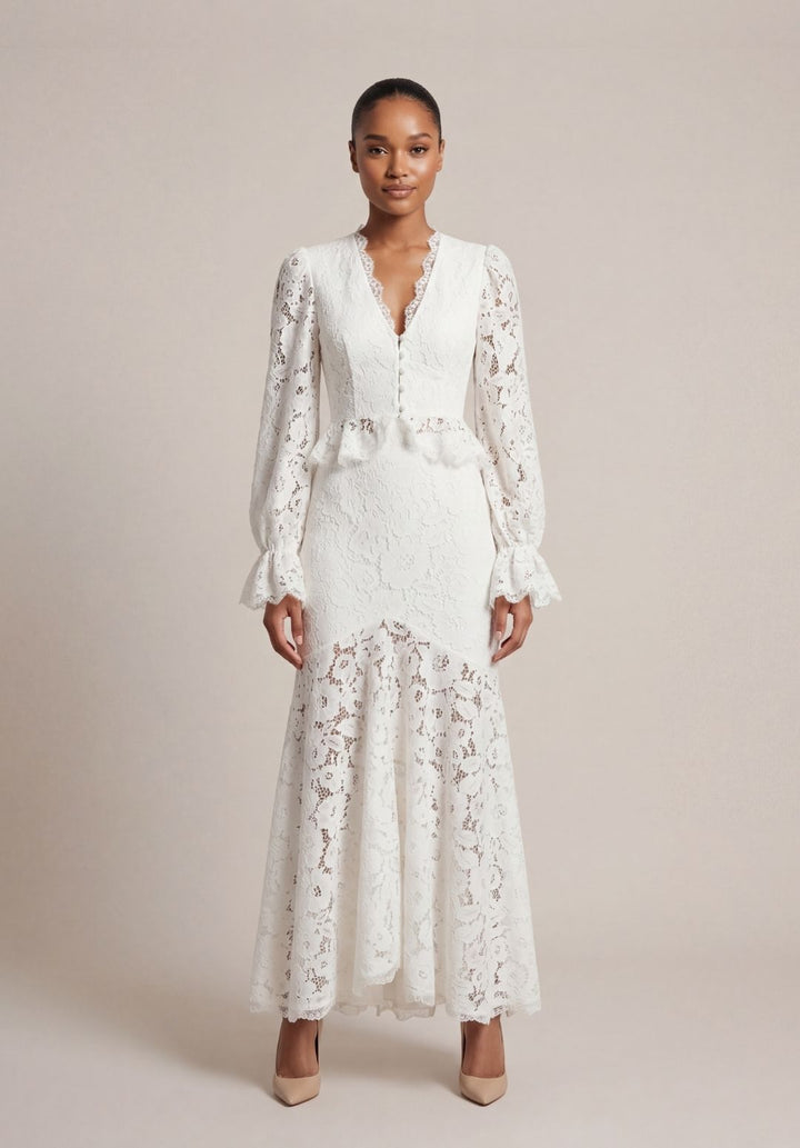 Chantilly Lace Peplum Gown