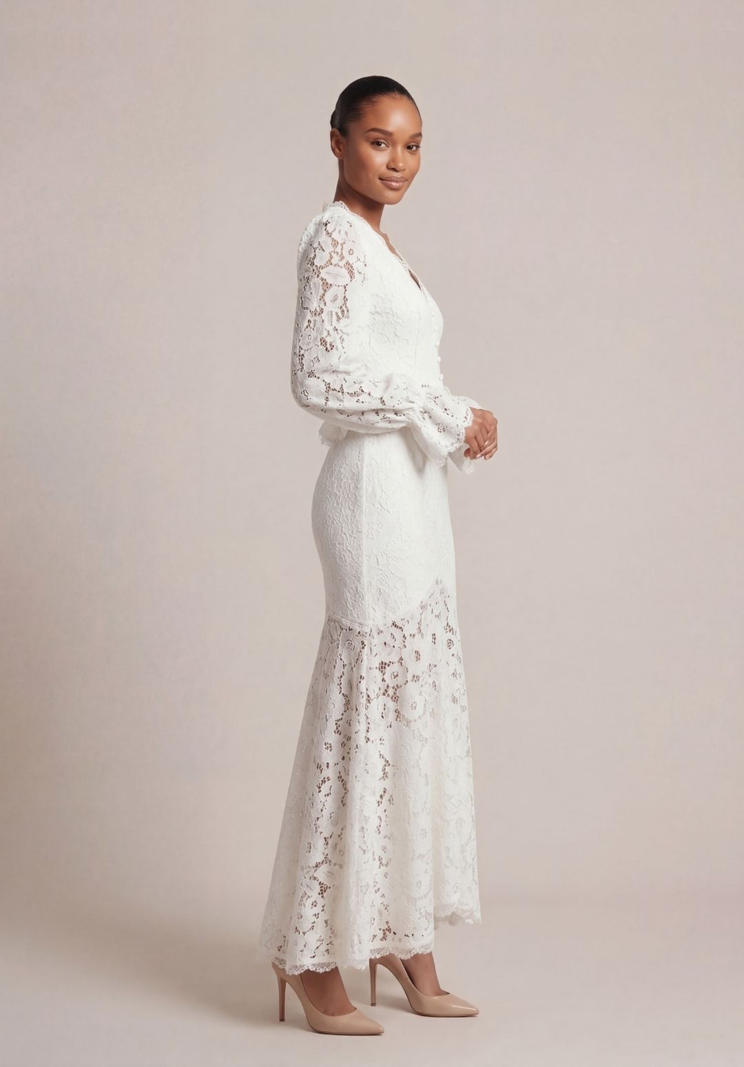 Chantilly Lace Peplum Gown