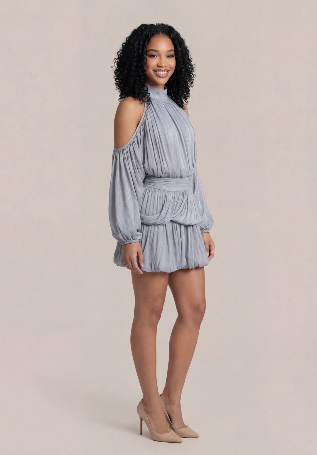 Cold-Shoulder Bubble Dress