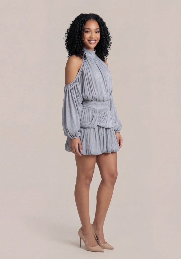 Cold-Shoulder Bubble Dress