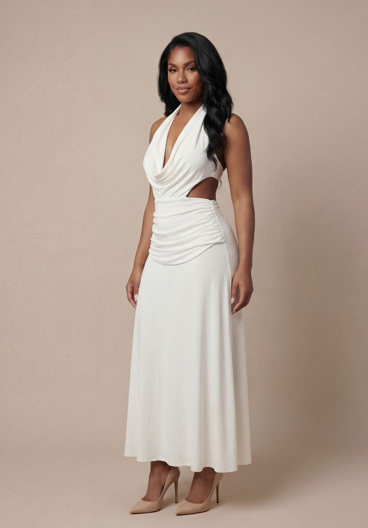 Cowl-Neck Halter Dress