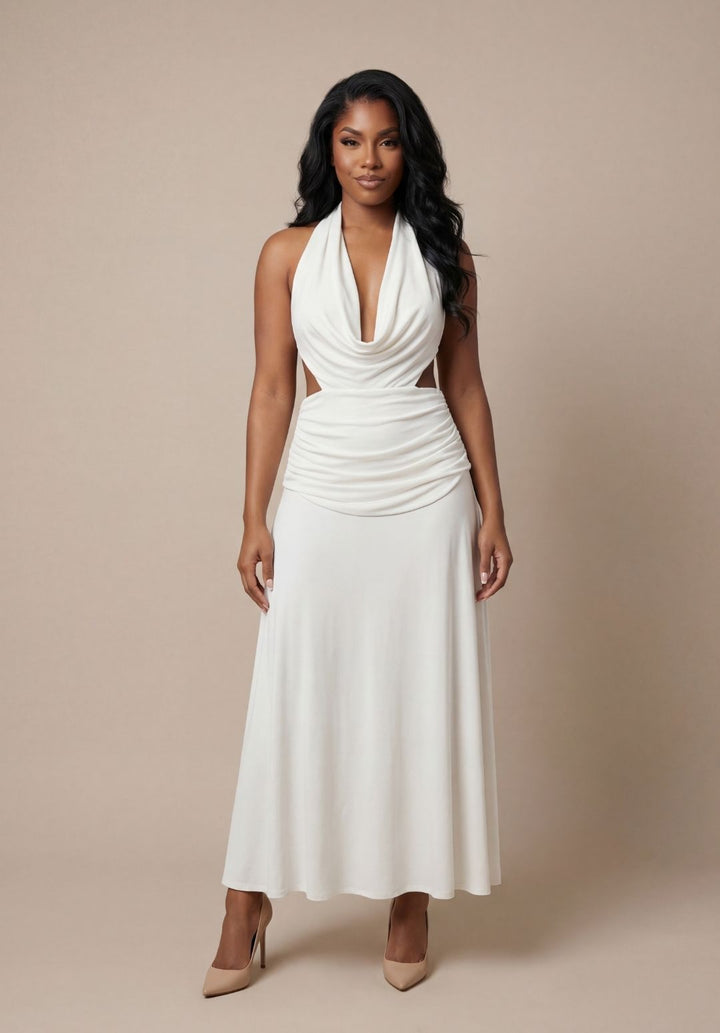 Cowl-Neck Halter Dress