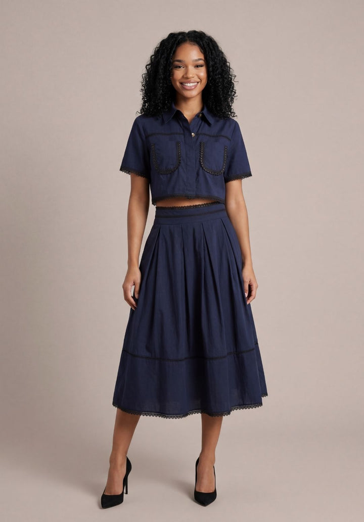 Cropped Pleated Co-ord