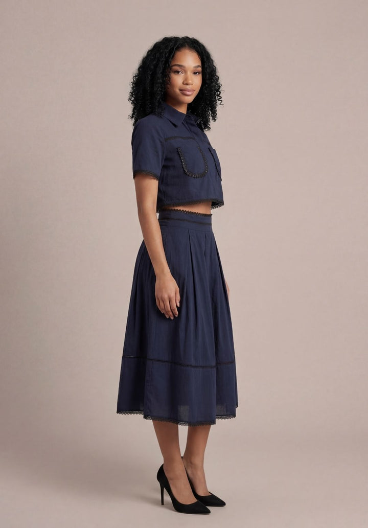 Cropped Pleated Co-ord