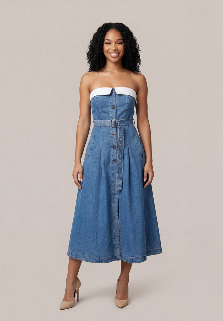 Denim Tuxedo Dress