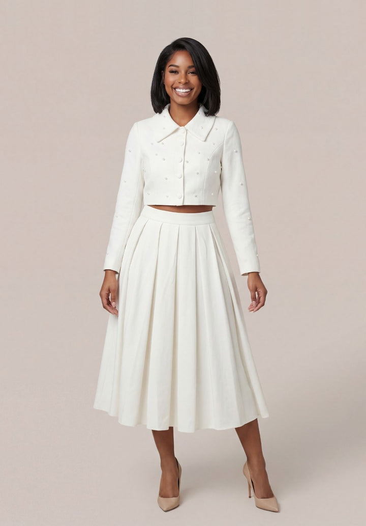 Embellished Cropped Jacket Set