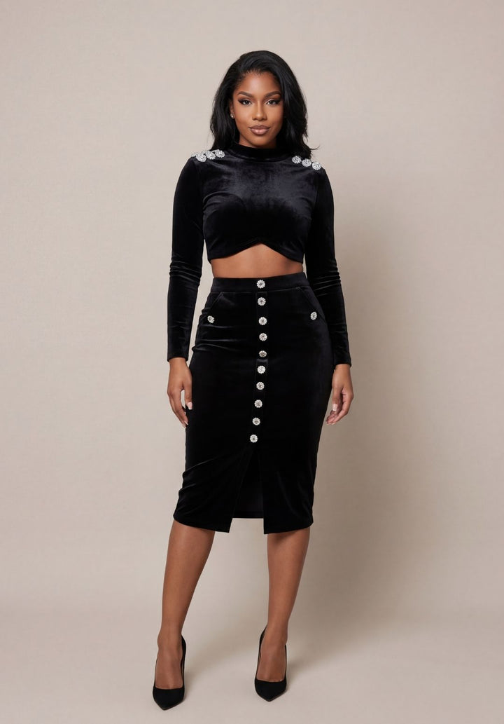 Embellished Velvet Pencil Set