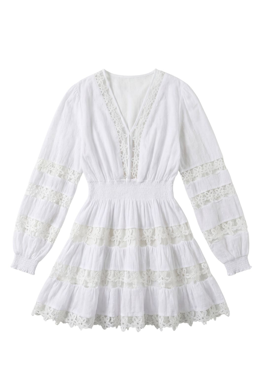 Lace Eyelet A-Line Mini Dress