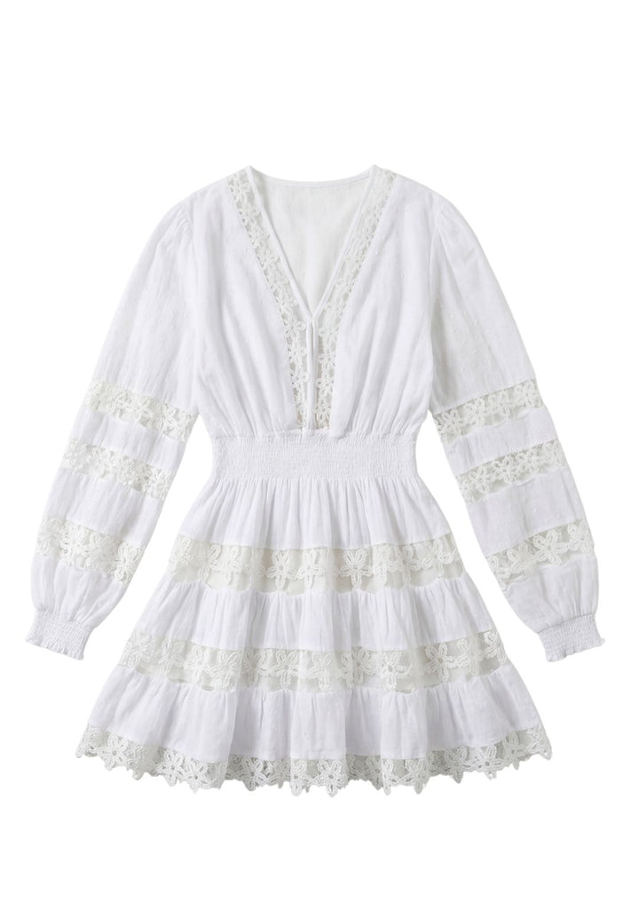 Lace Eyelet A-Line Mini Dress