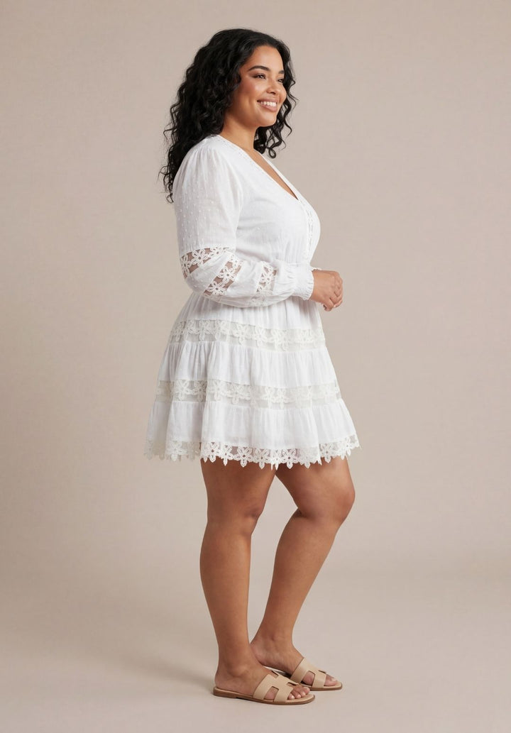Lace Eyelet A-Line Mini Dress