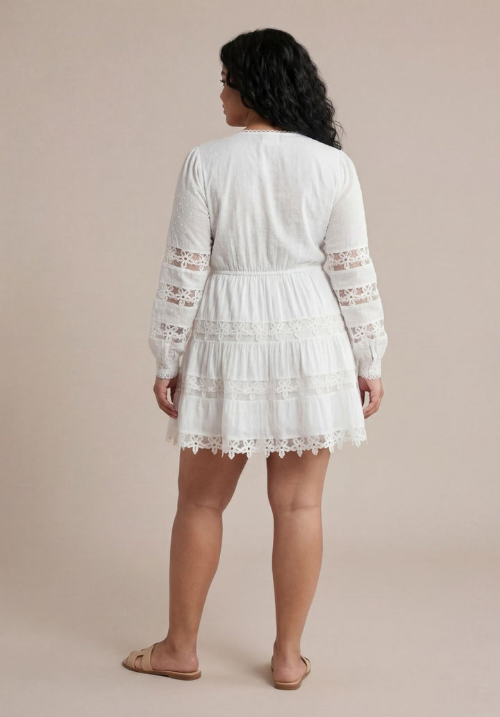 Lace Eyelet A-Line Mini Dress