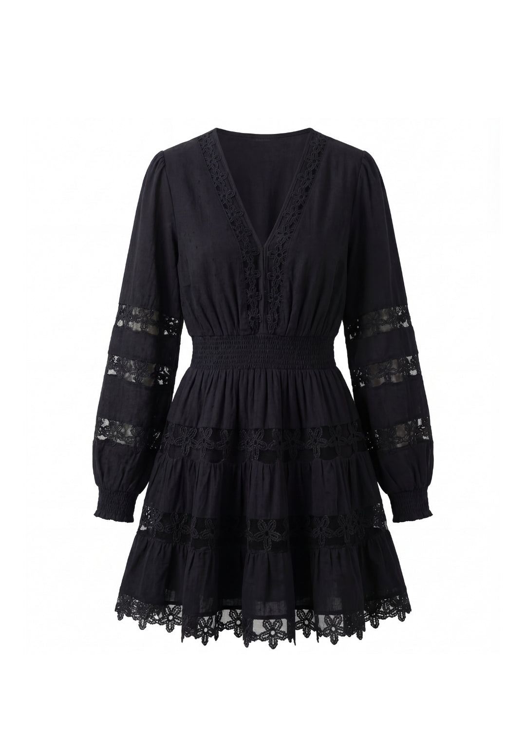Lace Eyelet A-Line Mini Dress