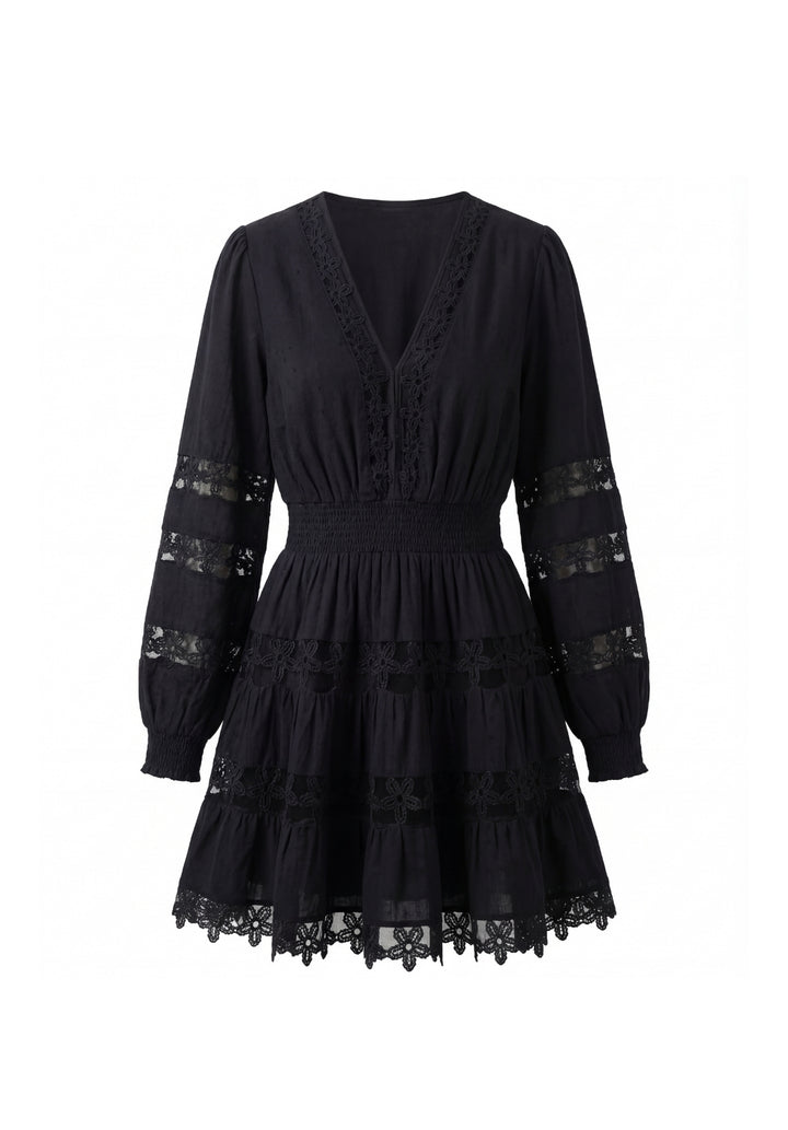 Lace Eyelet A-Line Mini Dress