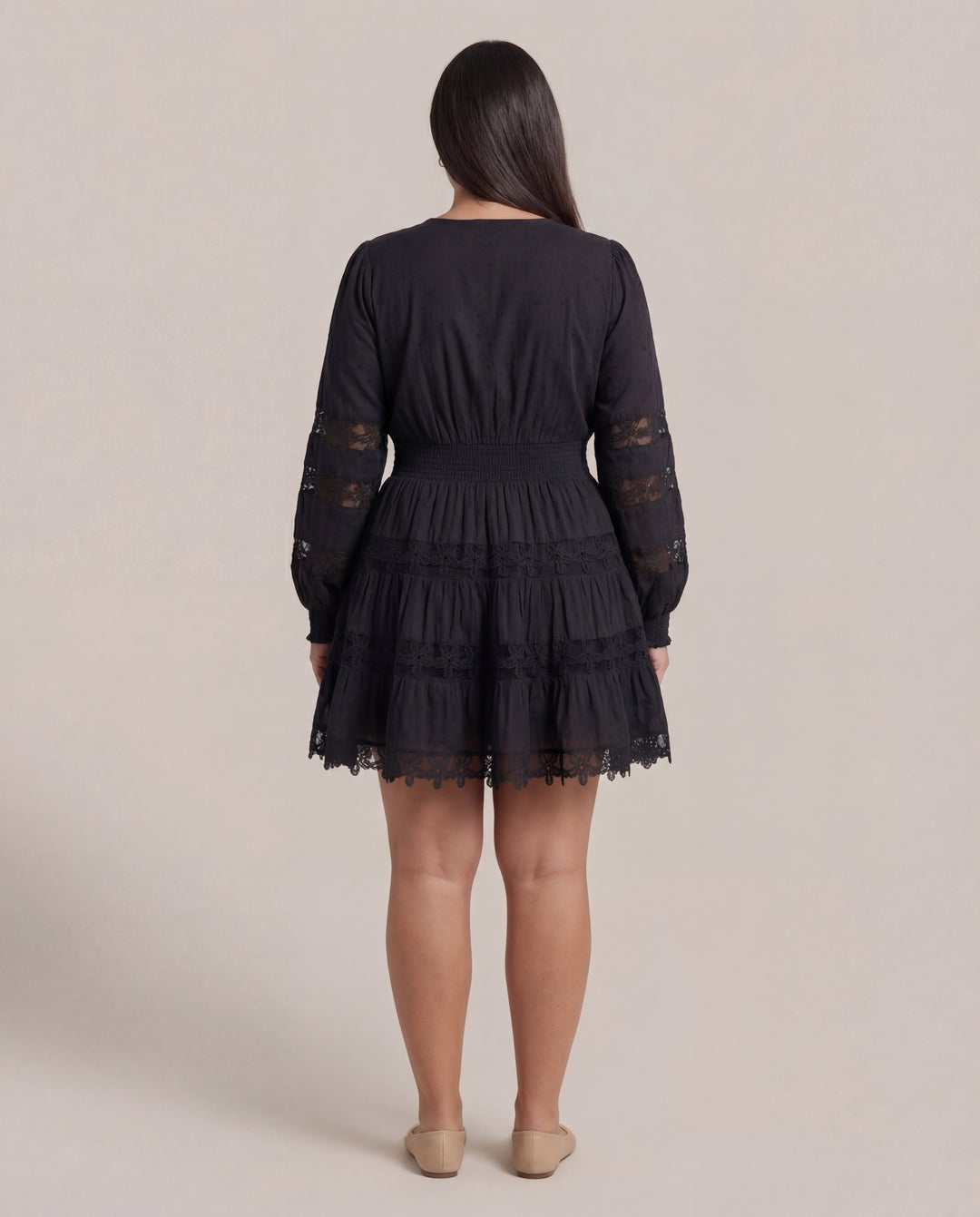 Lace Eyelet A-Line Mini Dress