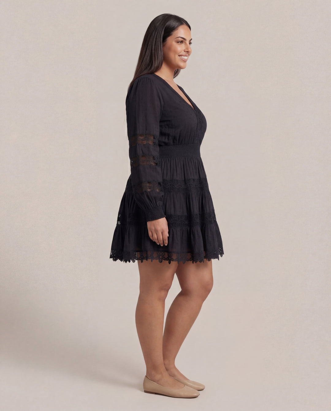 Lace Eyelet A-Line Mini Dress