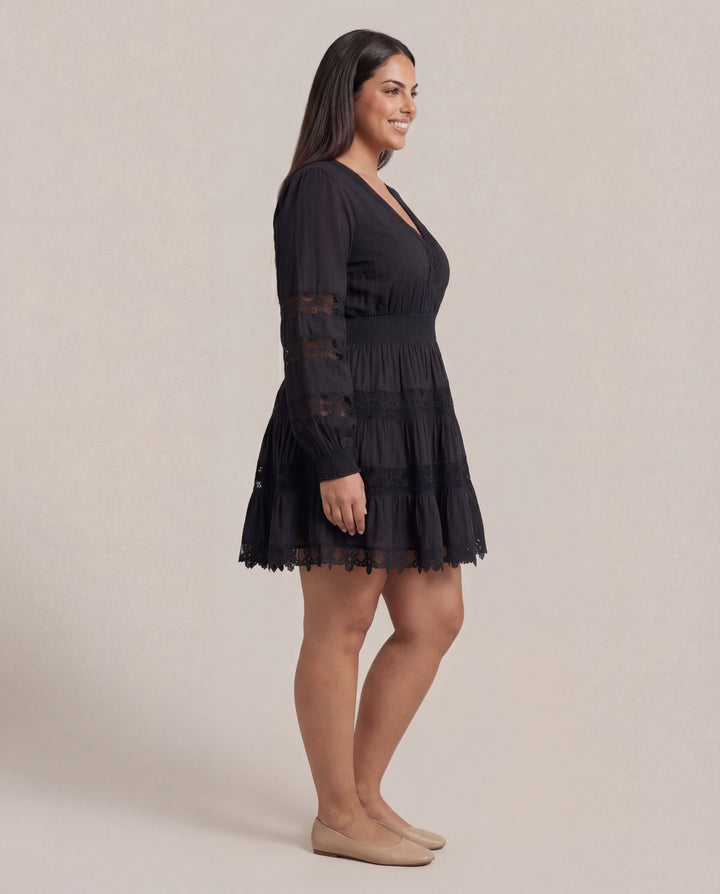 Lace Eyelet A-Line Mini Dress