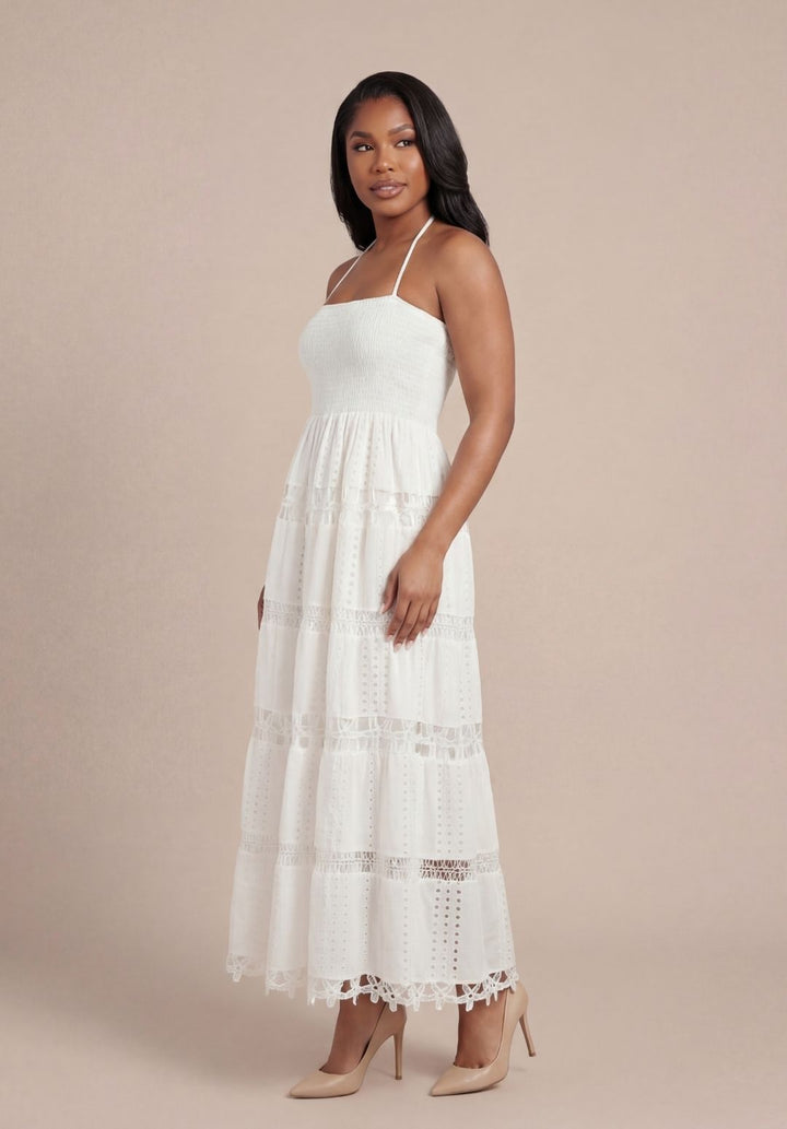 Eyelet Tiered Halter Dress