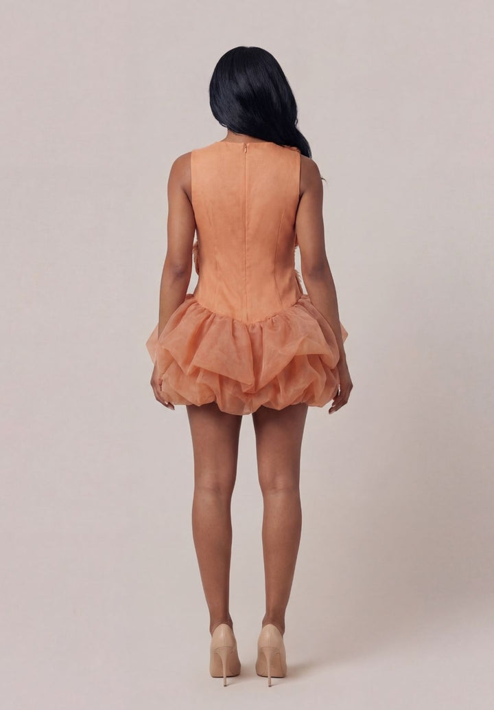 Feather-Appliqué Mini Dress