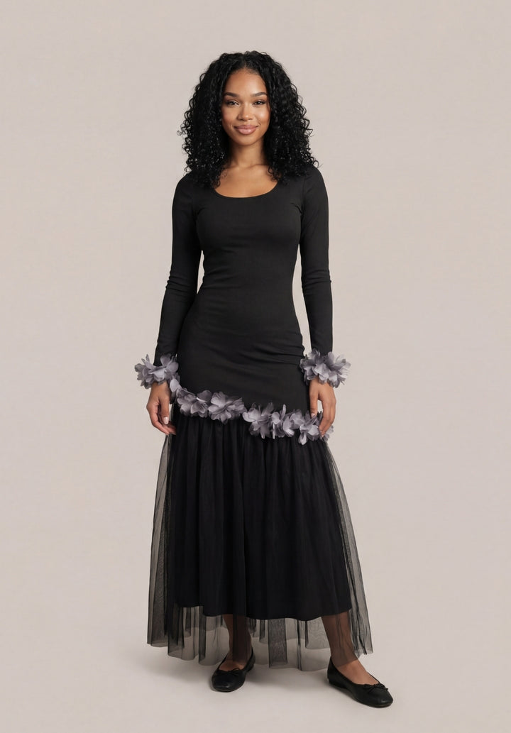 Floral Tulle Maxi Dress