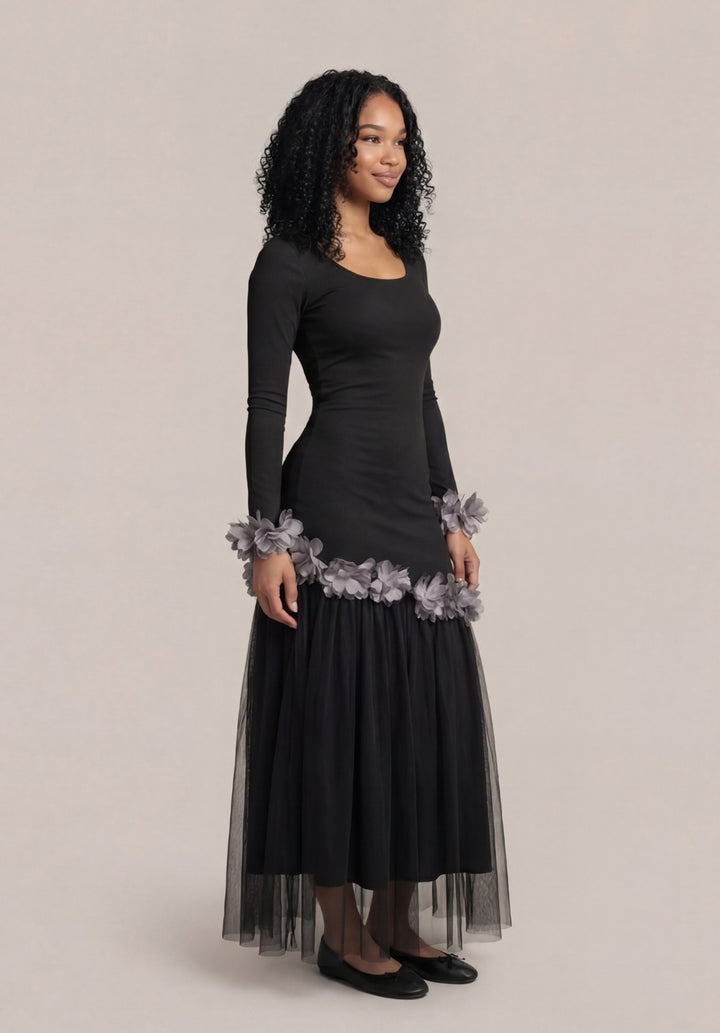Floral Tulle Maxi Dress