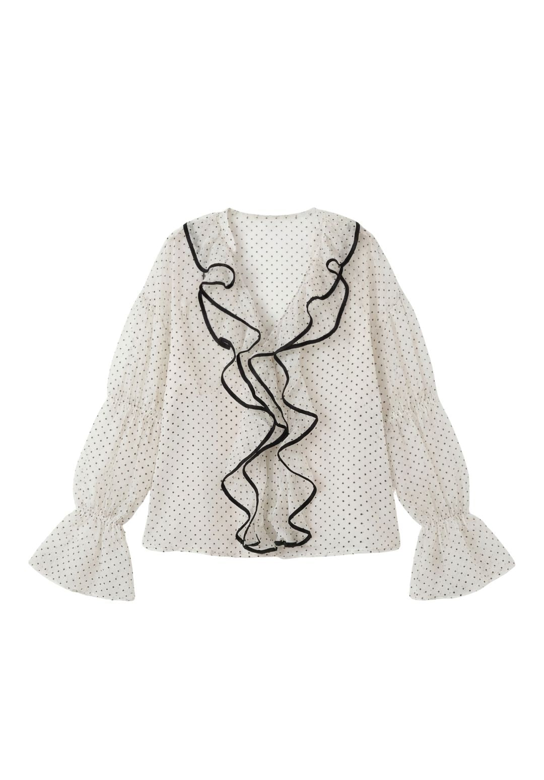 Fluted Polka-Dot Blouse