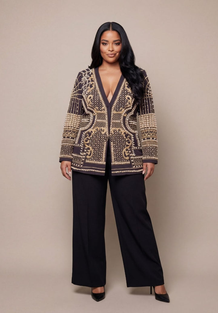 Geometric Embellished Blazer