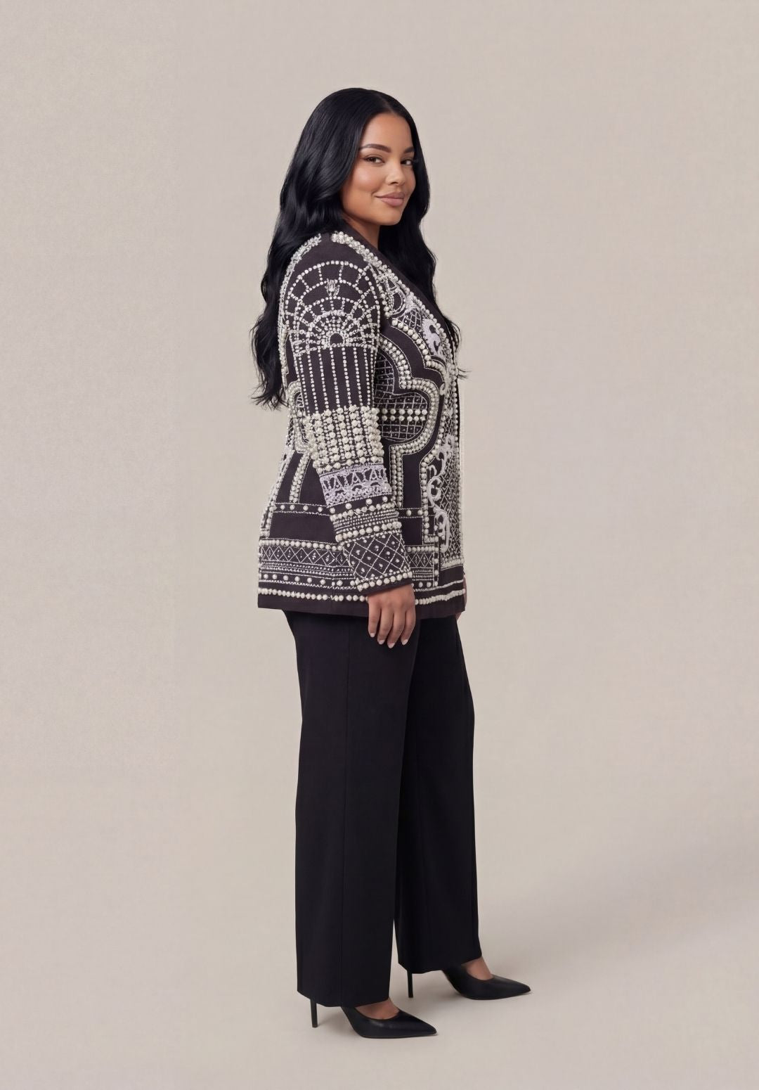 Geometric Embellished Blazer