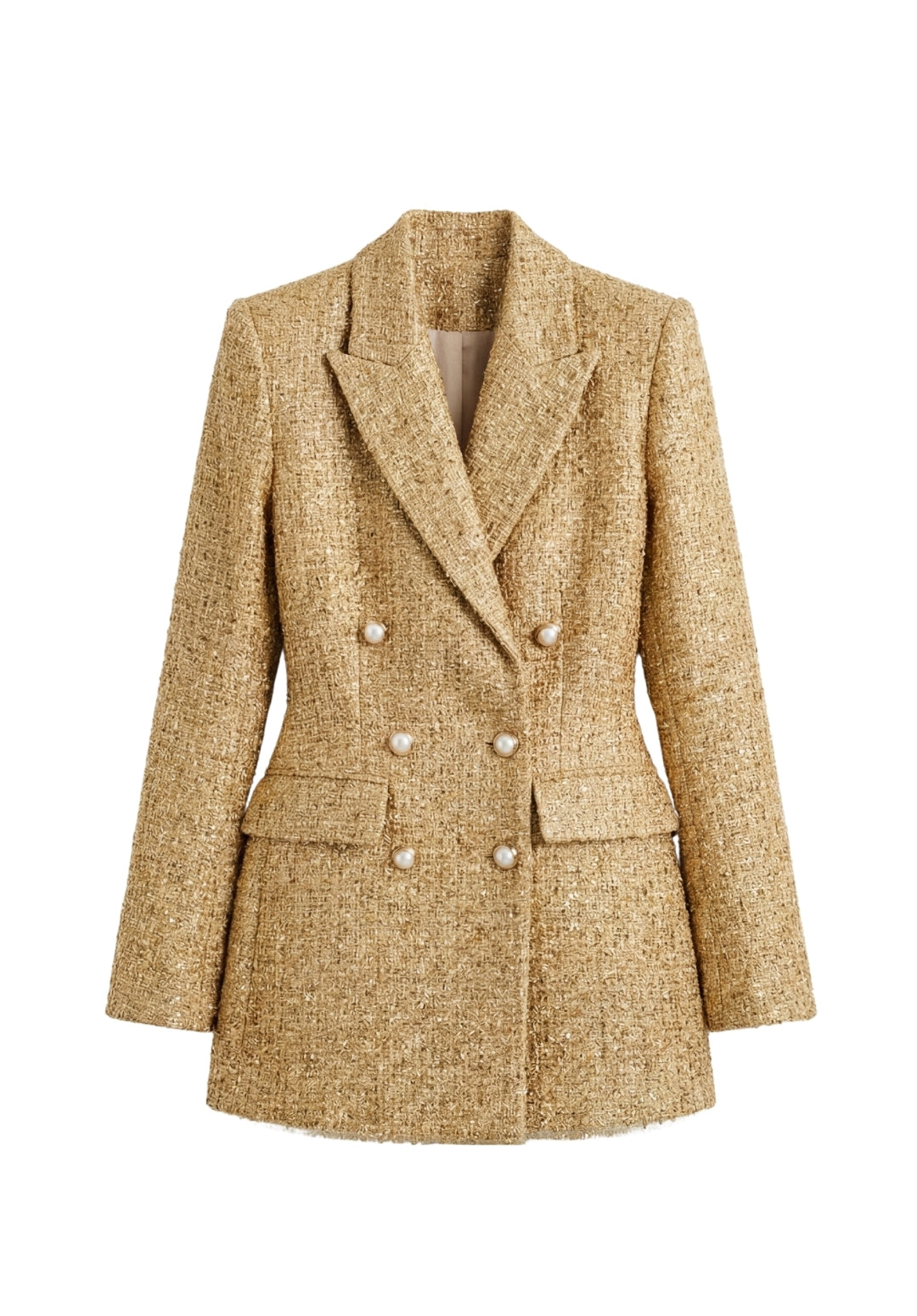 Gilded Double-Breasted Blazer Dress