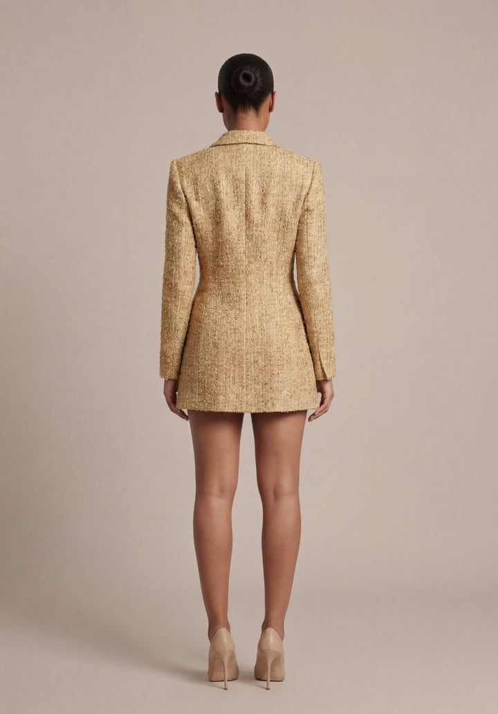 Gilded Double-Breasted Blazer Dress