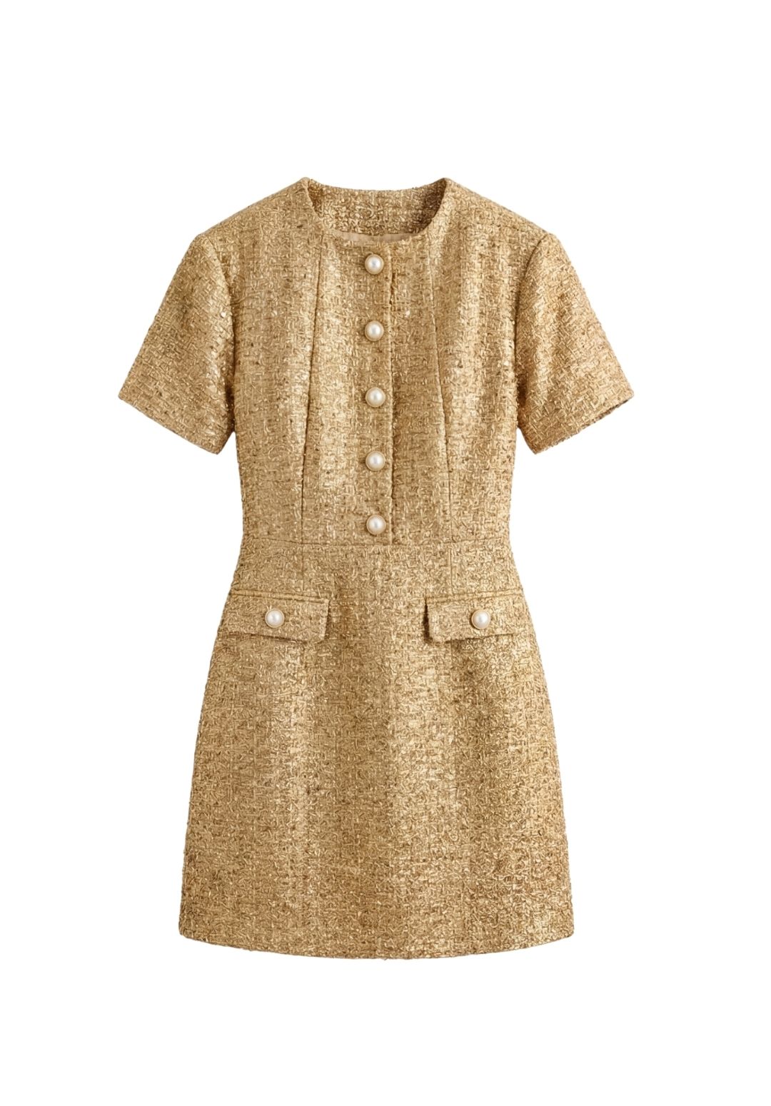 Gilded Pearl-Button Dress