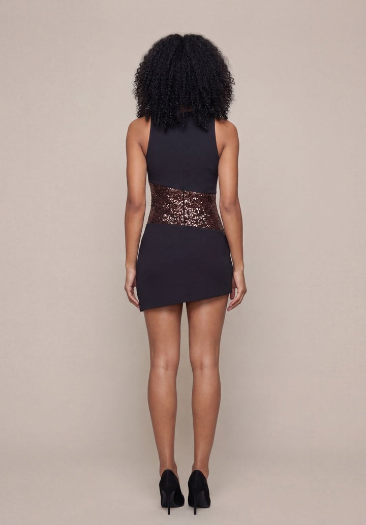 Gilded Asymmetrical Sheath Dress