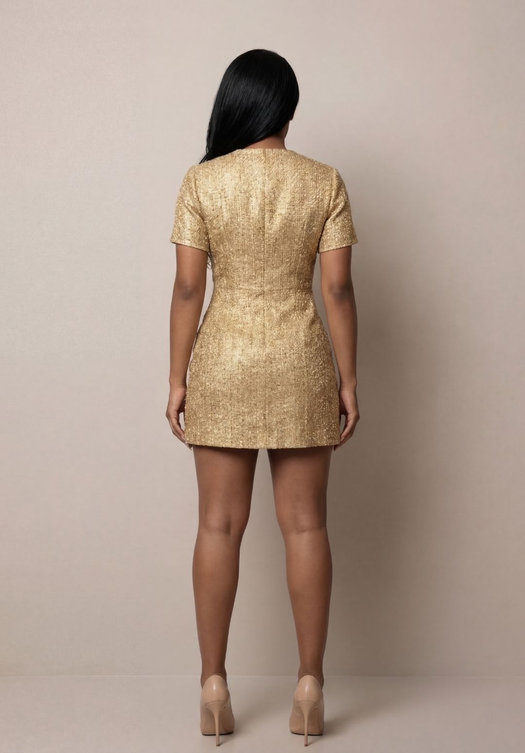Gilded Pearl-Button Dress