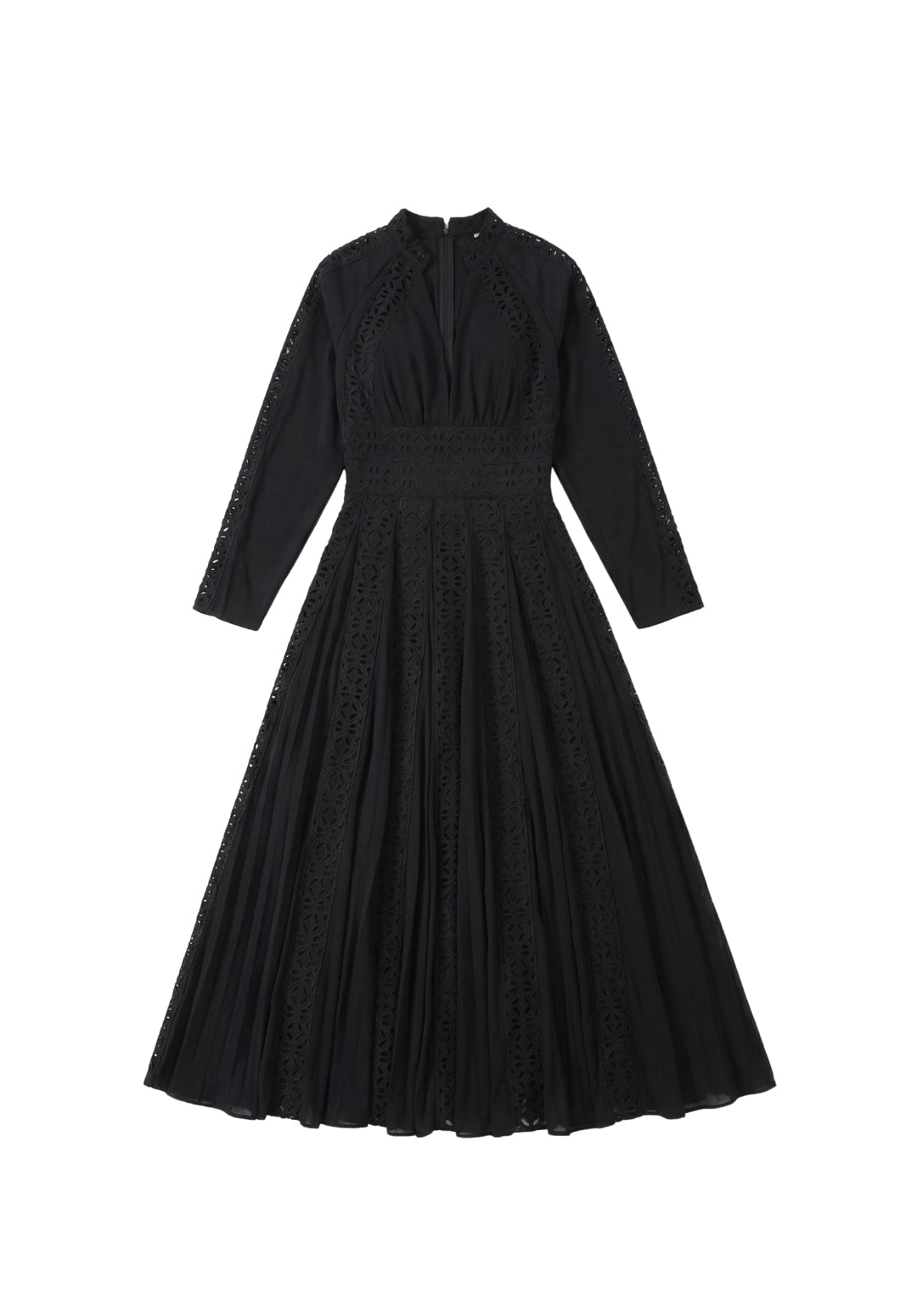 Lace-Trimmed A-Line Maxi Dress