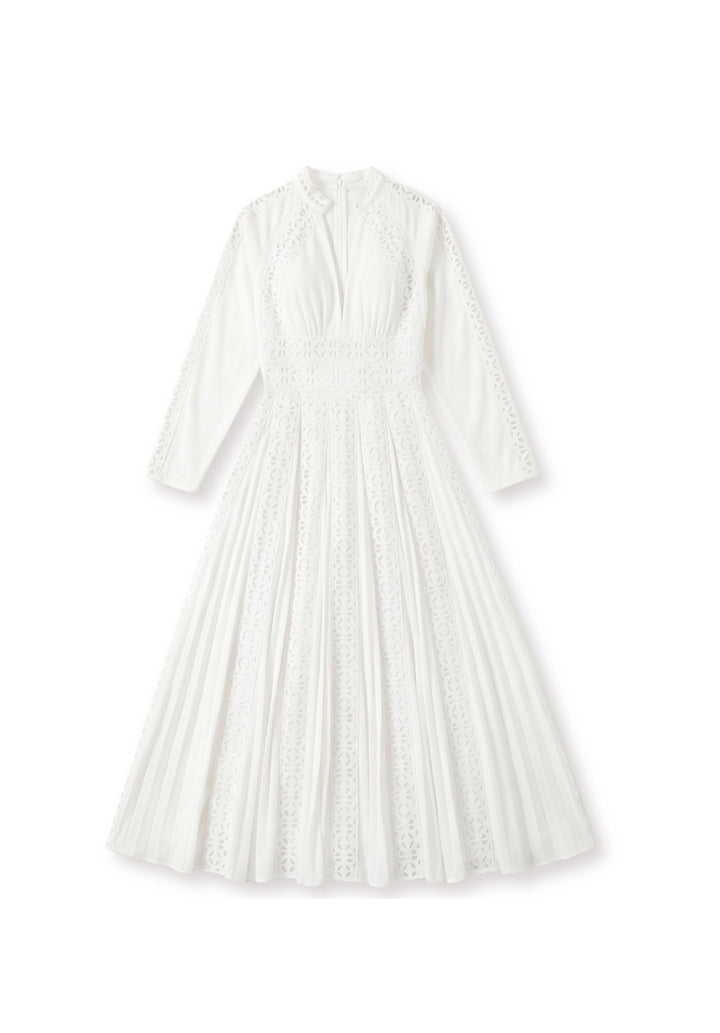 Lace-Trimmed A-Line Maxi Dress