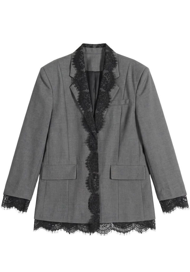 Lace-Trimmed Statement Blazer