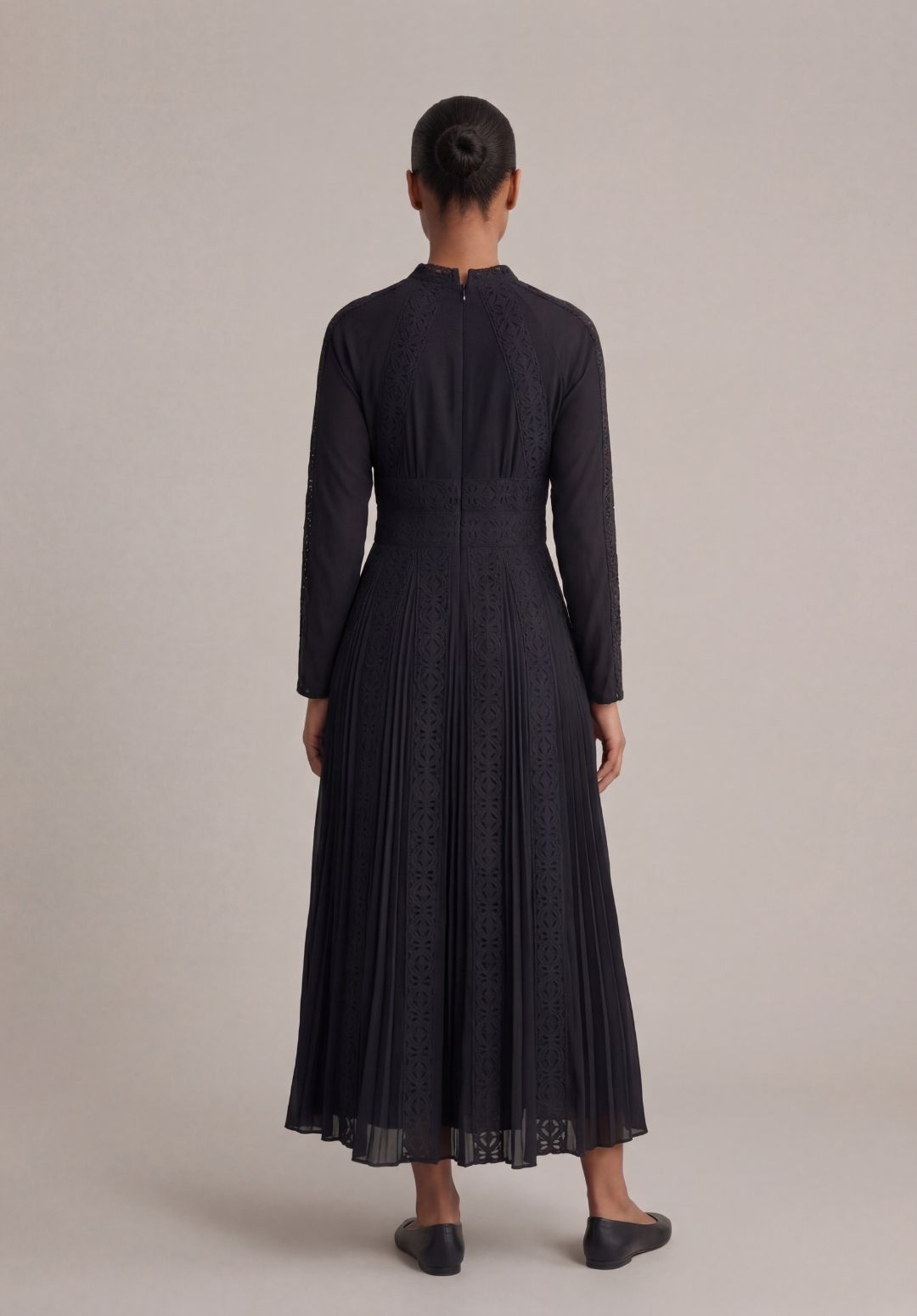 Lace-Trimmed A-Line Maxi Dress