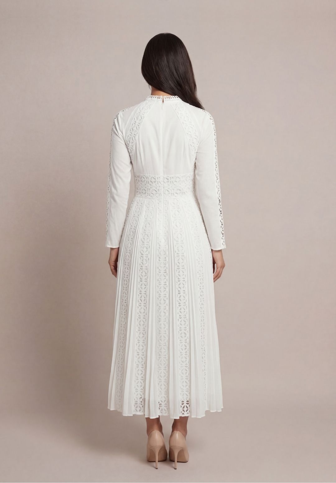 Lace-Trimmed A-Line Maxi Dress