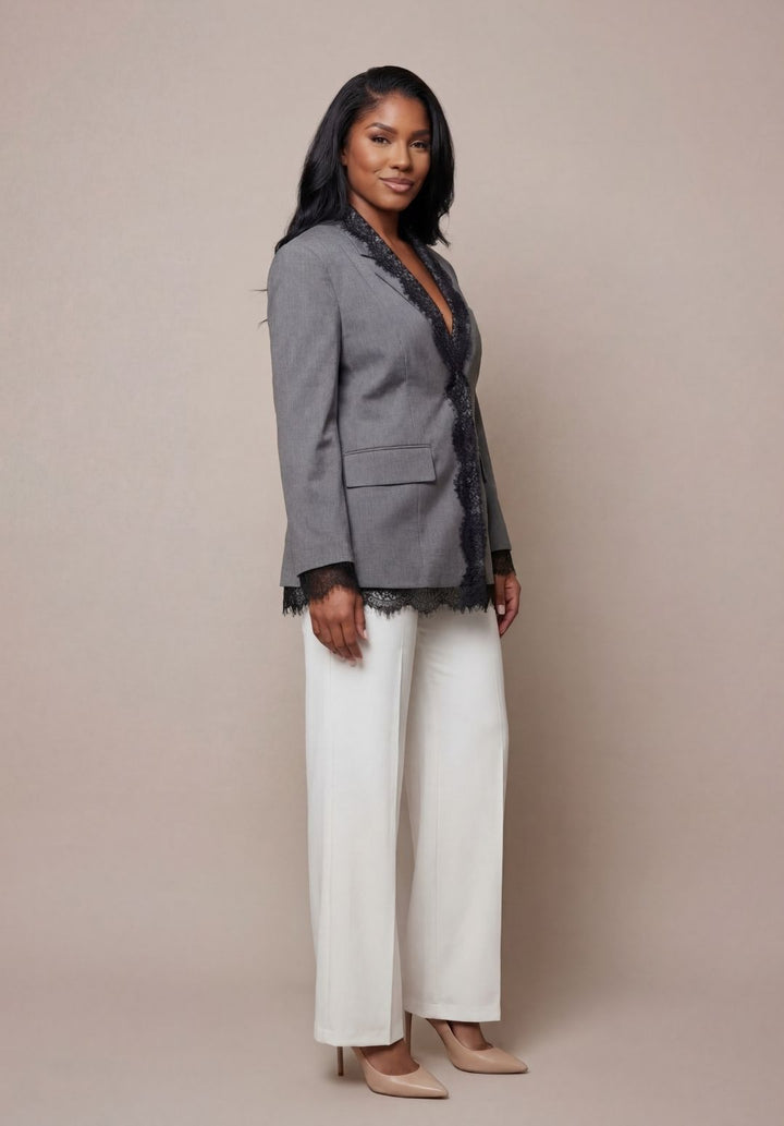 Lace-Trimmed Statement Blazer