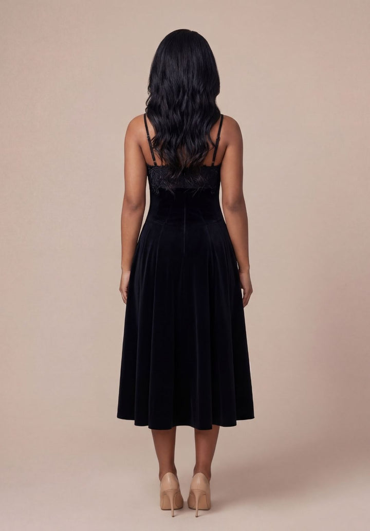 Lace-Trimmed Velvet Dress