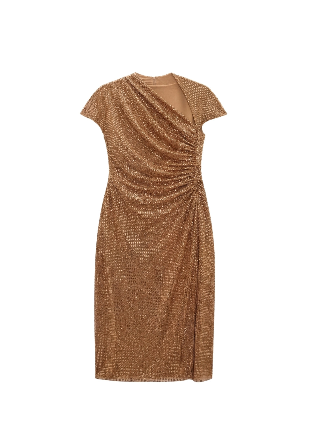 Metallic Ruched Gala Dress
