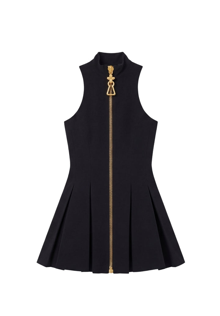 Gilded Zip-Front Dress