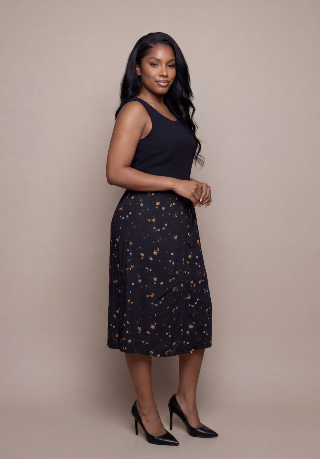 Mock Two-Piece Layering Dress