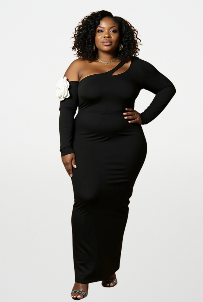 Pietra Berry High-Neck Long Sleeve Knot Maxi Dress – Club L