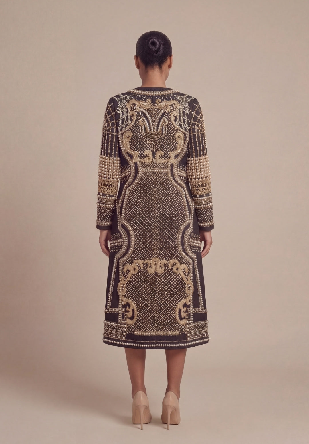 Pearl Embellished Coat Dress