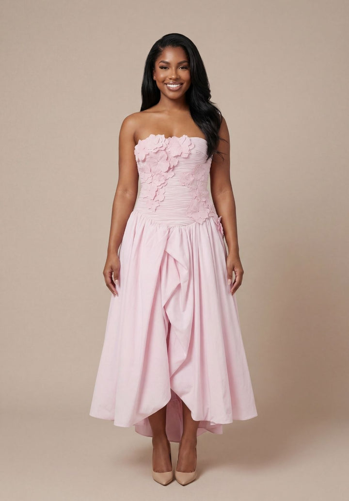 Peony Scalloped-Waist Dress