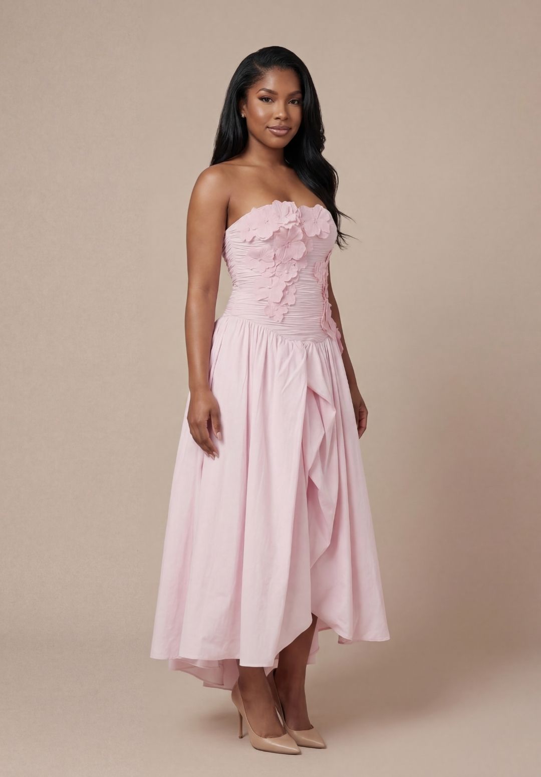 Peony Scalloped-Waist Dress