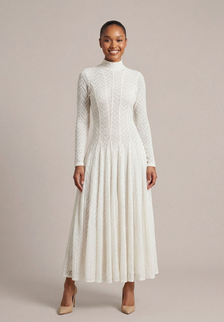 Pointelle High-Neck Gown